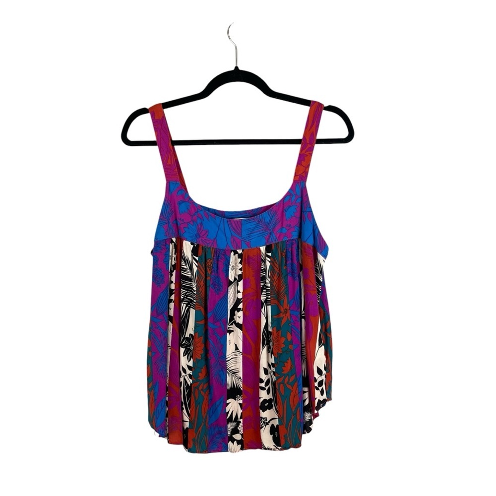 Rose + Olive Print Tank Top Blouse size Large